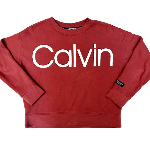 Calvin Klein Cranberry Logo Cotton Sweatshirt Womens Size XS - Picture 1 of 6